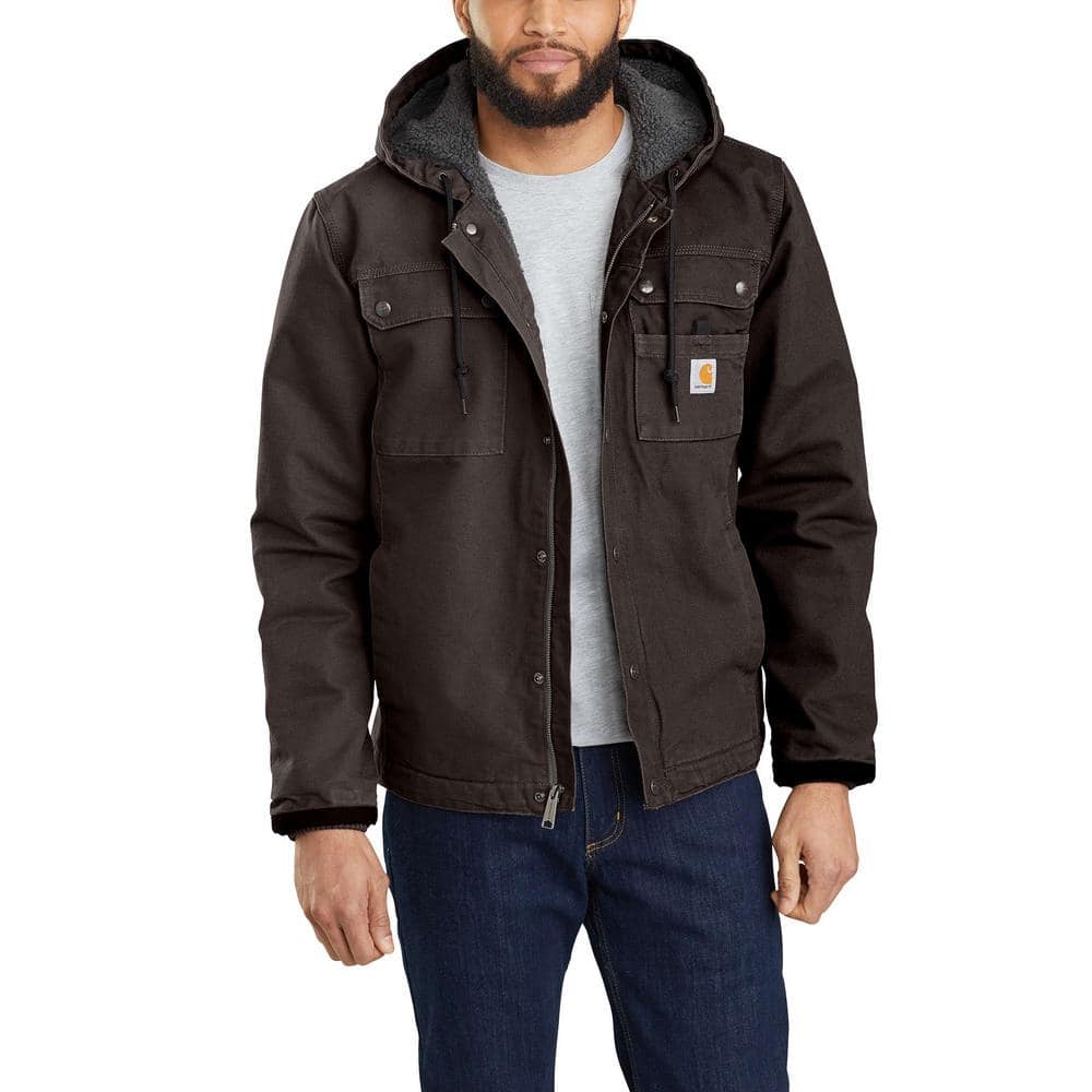 Carhartt Men's Dark Brown Woven Hooded Insulated Work Jacket (Large) in the  Work Jackets & Coats department at Lowes.com