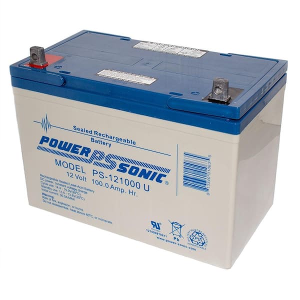 Power-Sonic 12-Volt 100 Ah Rechargeable - Depot Battery (SLA) PS-121000 Sealed Acid Lead Home The