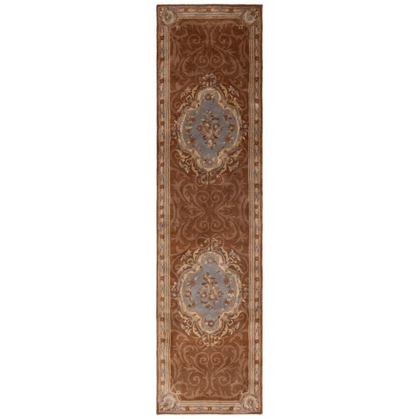 Empire 3 ft. x 10 ft. Blue/Brown Medallion Runner Rug