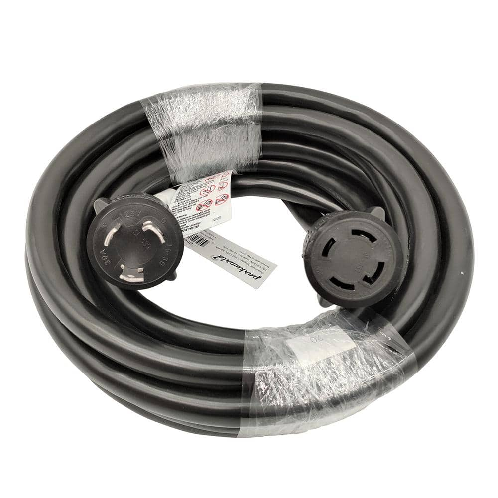 20 ft. 125-Volt 30 Amp 3-Prong Locking NEMA L5-30P Plug to 4-Prong L14-30R Generator Adapter Cord (2 Hots Bridged) -  parkworld, 886009