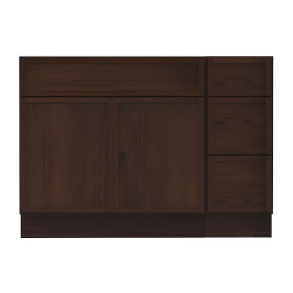 42 in. W x 21 in. D x 32.5 in. H Bath Vanity Cabinet without Top in Brown (Unassembled)