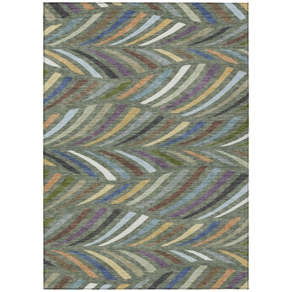 Chantille Machine Washable Indoor/Outdoor Abstract ACN2475 Basil 8 ft. x 10 ft. Area Rug