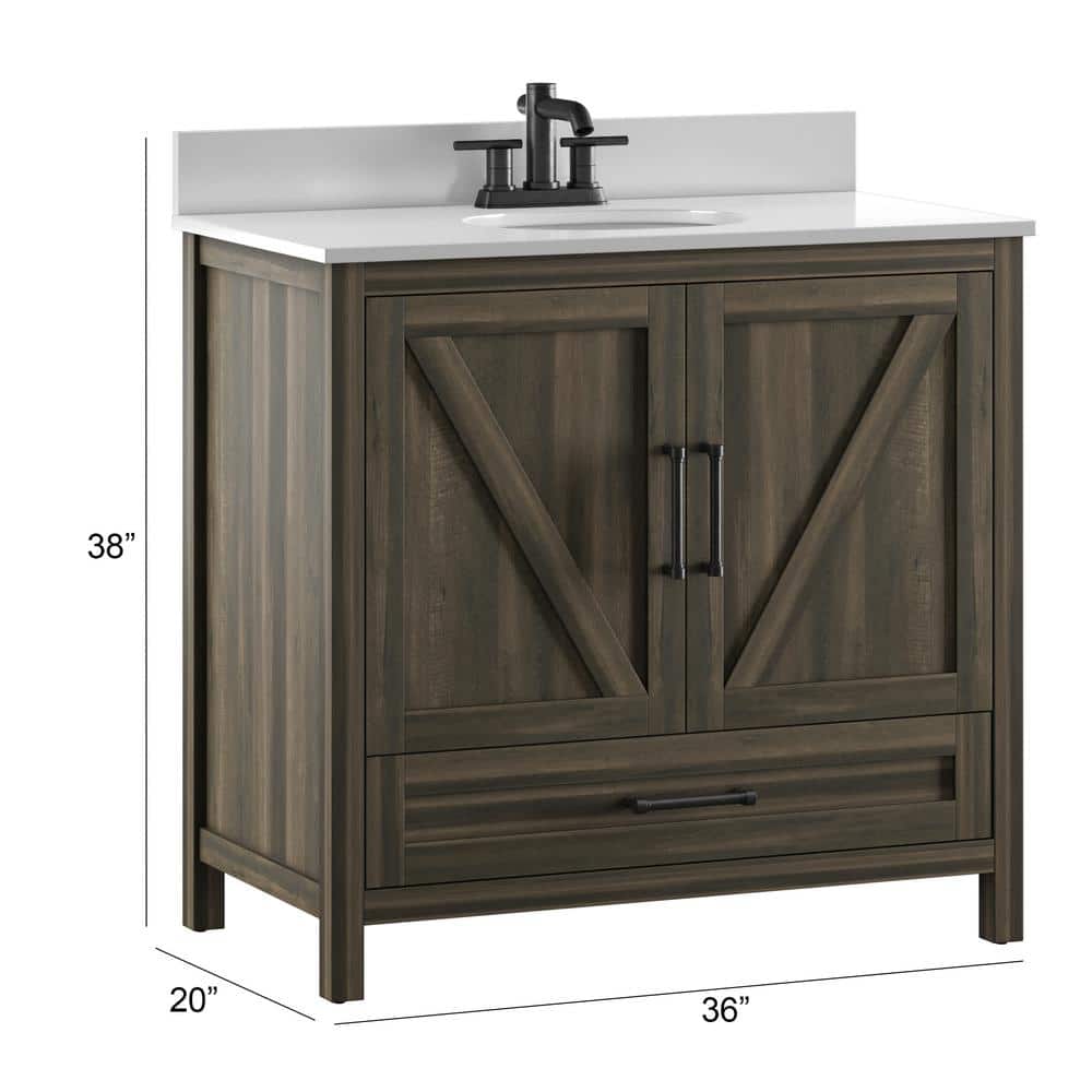 Canyon Lake Pine 36" Single Bathroom Vanity with White Stone Top