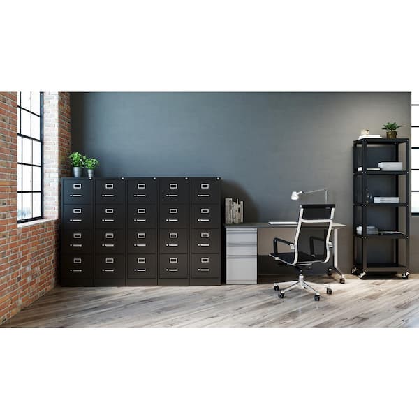 22 in. D 4-Drawer Black Metal Letter Width 15 in. W Vertical File Cabinet, Commercial Grade