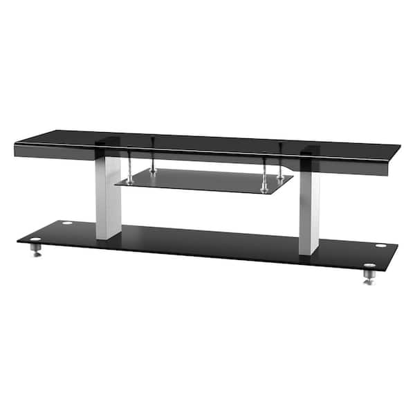 Furniture of America Spur Black TV Stand Fits TV's up to 65 in. with Hanging Shelf
