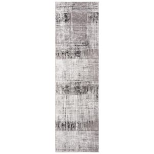 Craft Gray/Dark Gray 2 ft. x 10 ft. Plaid Abstract Runner Rug