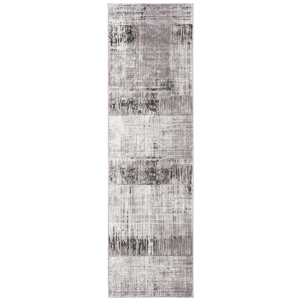 SAFAVIEH Craft Gray/Dark Gray 2 ft. x 10 ft. Plaid Abstract Runner Rug