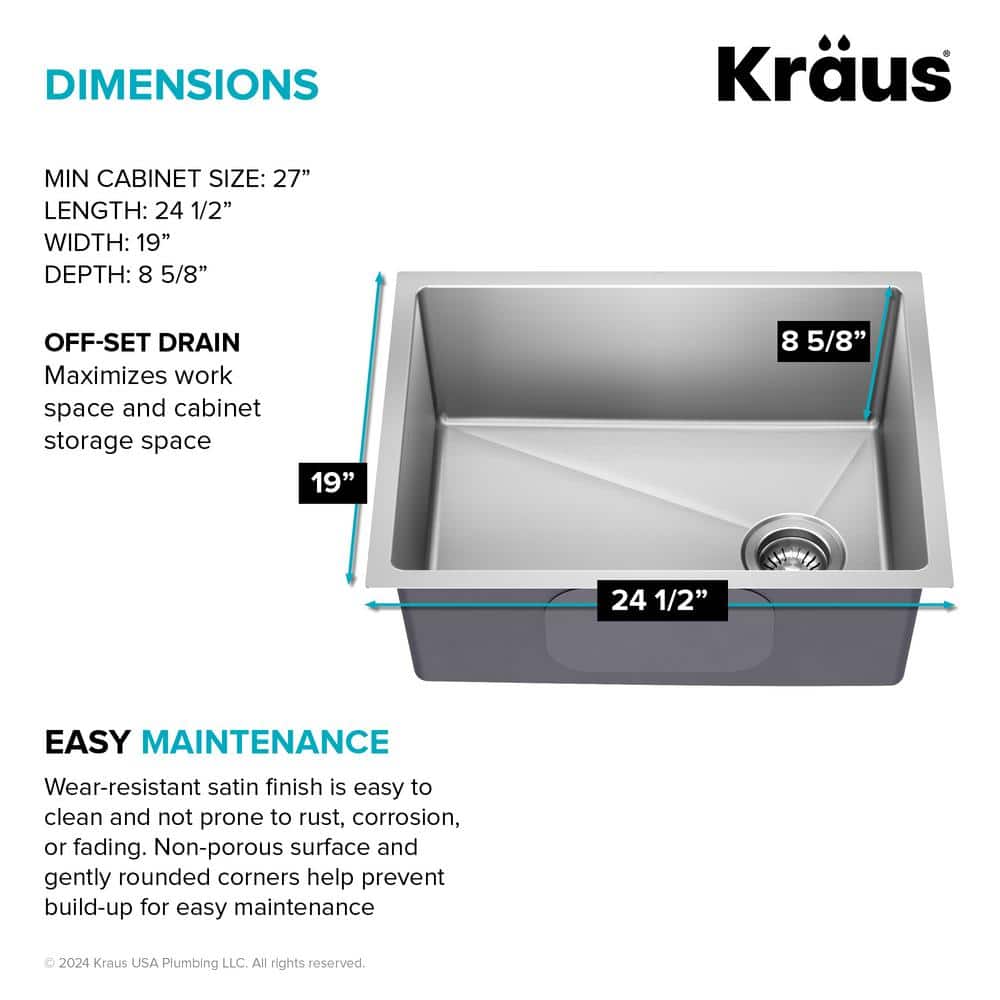 Fairlane 25-Inch Satin Stainless Steel Undermount Kitchen Sink