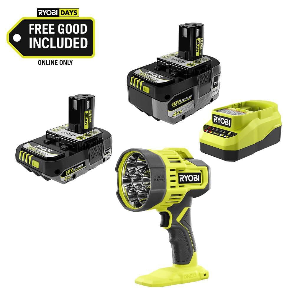 RYOBI ONE+ 18V HIGH PERFORMANCE Kit w/ 4.0 Ah Battery, 2.0 Ah