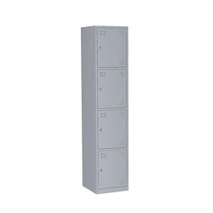 Metal Locker 4 Doors Employees Locker Storage Cabinet in Gray