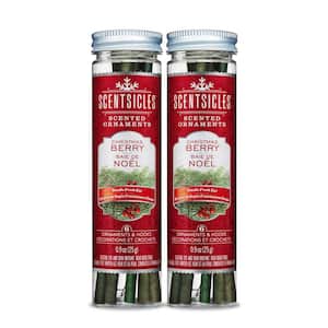 Scented Ornaments, 6ct Bottle, Christmas Berry, Fragrance-Infused Paper Sticks, 2 Pack