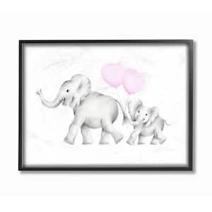 "Mama and Ba by Elephants" by Studio Q Wood Framed Animal Wall Art 20 in. x 16 in.