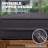 Detail of the invisible zipper and opening mechanism on the cushion cover.