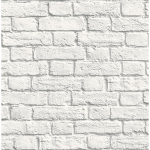 Cologne White Painted Brick White Wallpaper Sample