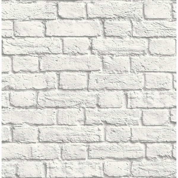 Brewster Cologne White Painted Brick White Wallpaper Sample