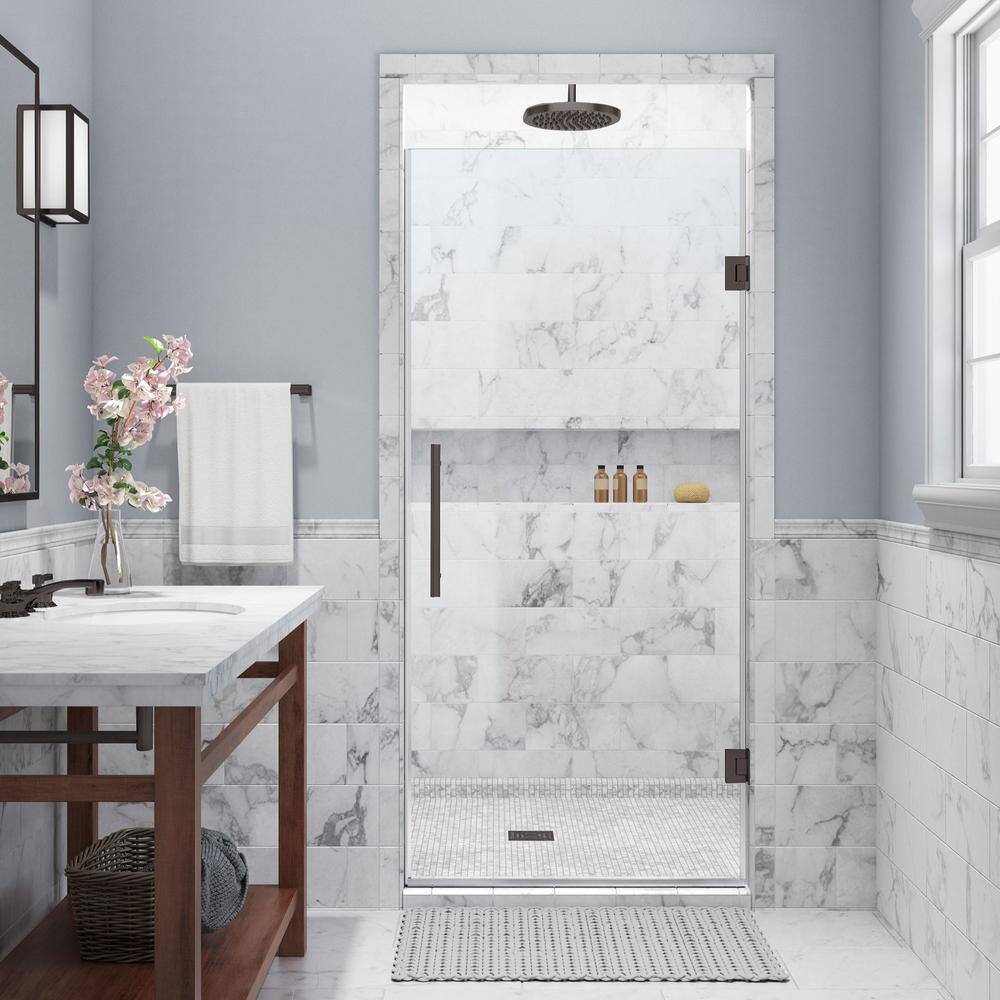 Kinkade 72" High x 22" Wide Bronze Frameless Hinged Shower Door