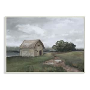 "Cloudy Barn Side Landscape Darkened Meadow" by Ziwei Li Unframed Nature Wood Wall Art Print 10 in. x 15 in.