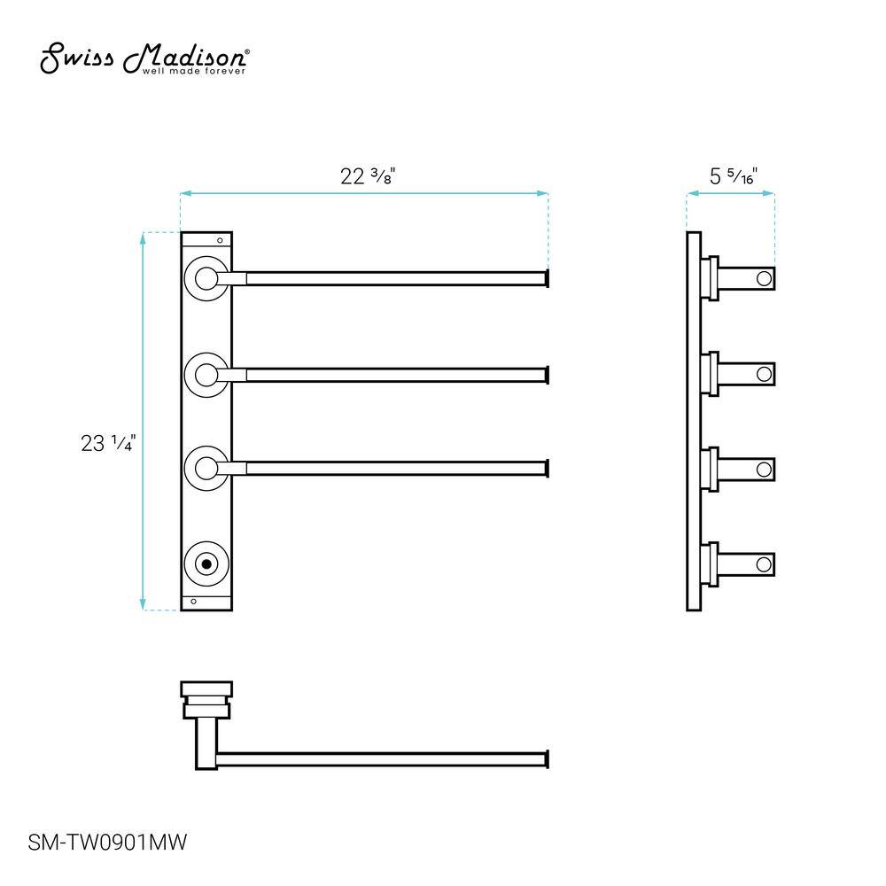 Matte White 3-Bar Wall Mounted Electric Towel Warmer