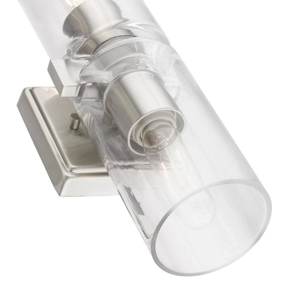 Clarion Brushed Nickel 2-Light Vanity with Clear Glass Shades