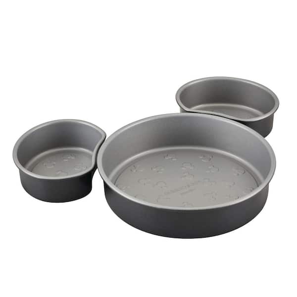 Unbranded Bake with Mickey 3-Piece Steel Nonstick Mickey Head Cake Pan Set