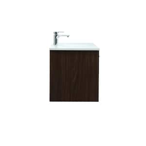 Timeless Home 48 in. W Single Bath Vanity in Walnut with Engineered Stone Vanity Top in Ivory with White Basin