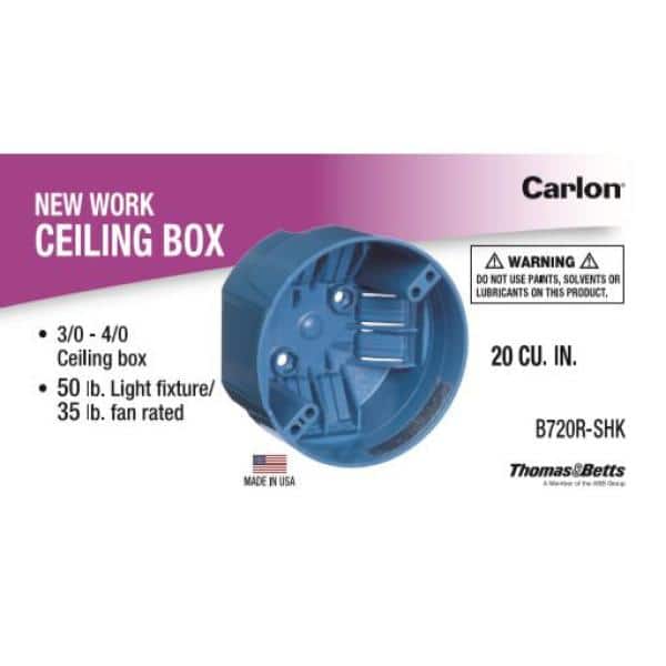 4 in. 20 cu. in. Electrical PVC New Work Electrical Ceiling Box (B720R-SHK)
