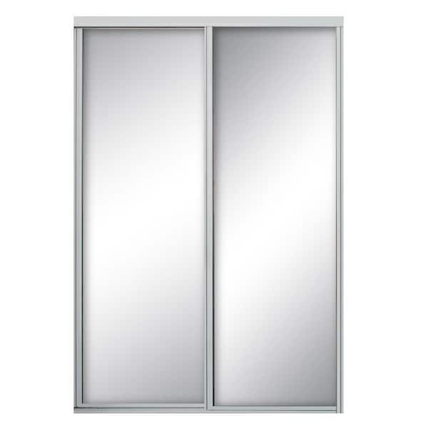 Contractors Wardrobe 48 in. x 81 in. Concord Bright Clear Aluminum Frame Mirrored Interior Sliding Closet Door
