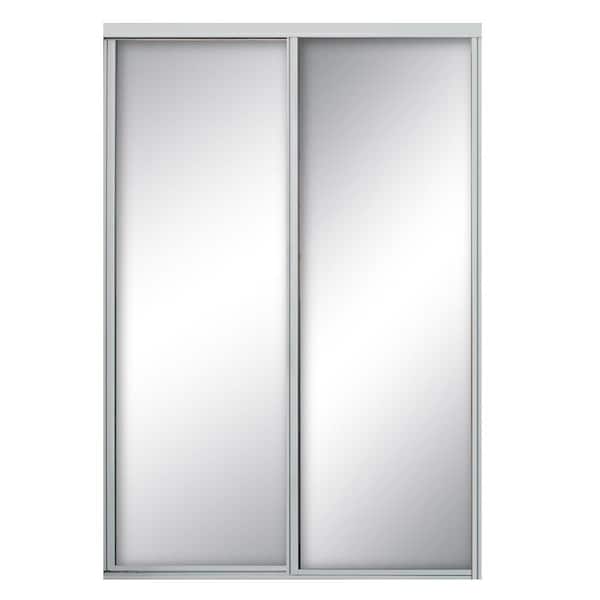 Contractors Wardrobe 48 in. x 96 in. Concord Bright Clear Aluminum Framed Mirrored Sliding Closet Door