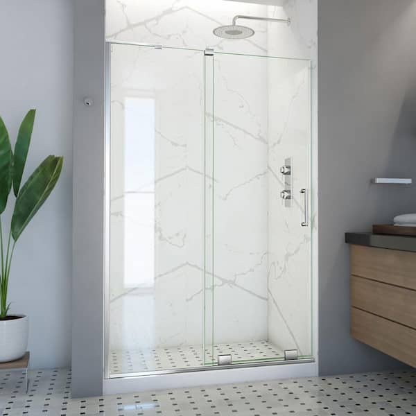DreamLine Mirage-X 44 - 48 in. W x 71 in. H Frameless Sliding Shower Door in Chrome - Left Wall Installation