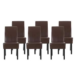 Monita Dark Brown Upholstered Faux Leather Dining Chair (Set of 6)