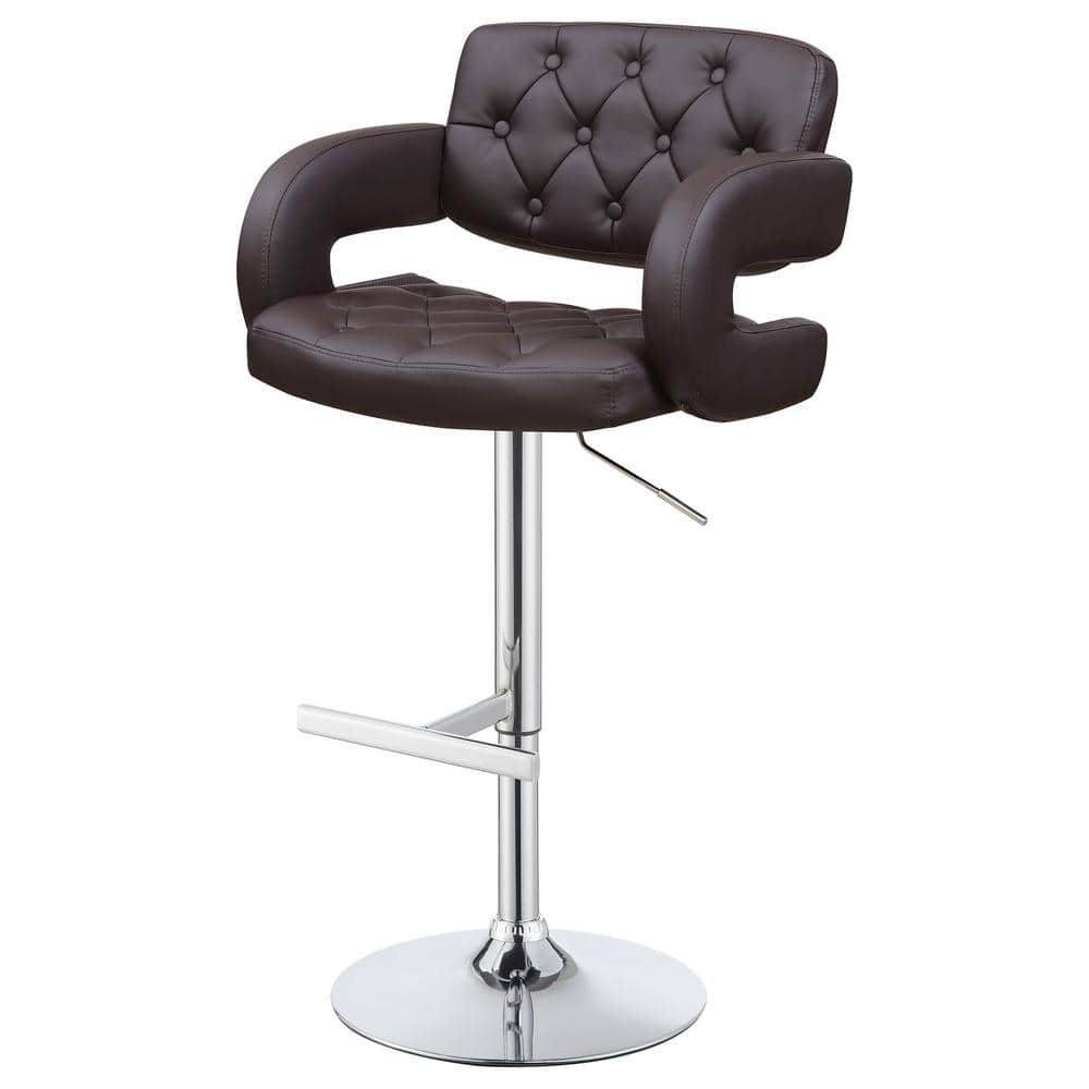 Brandi Contemporary Adjustable Brown Leatherette Bar Stool