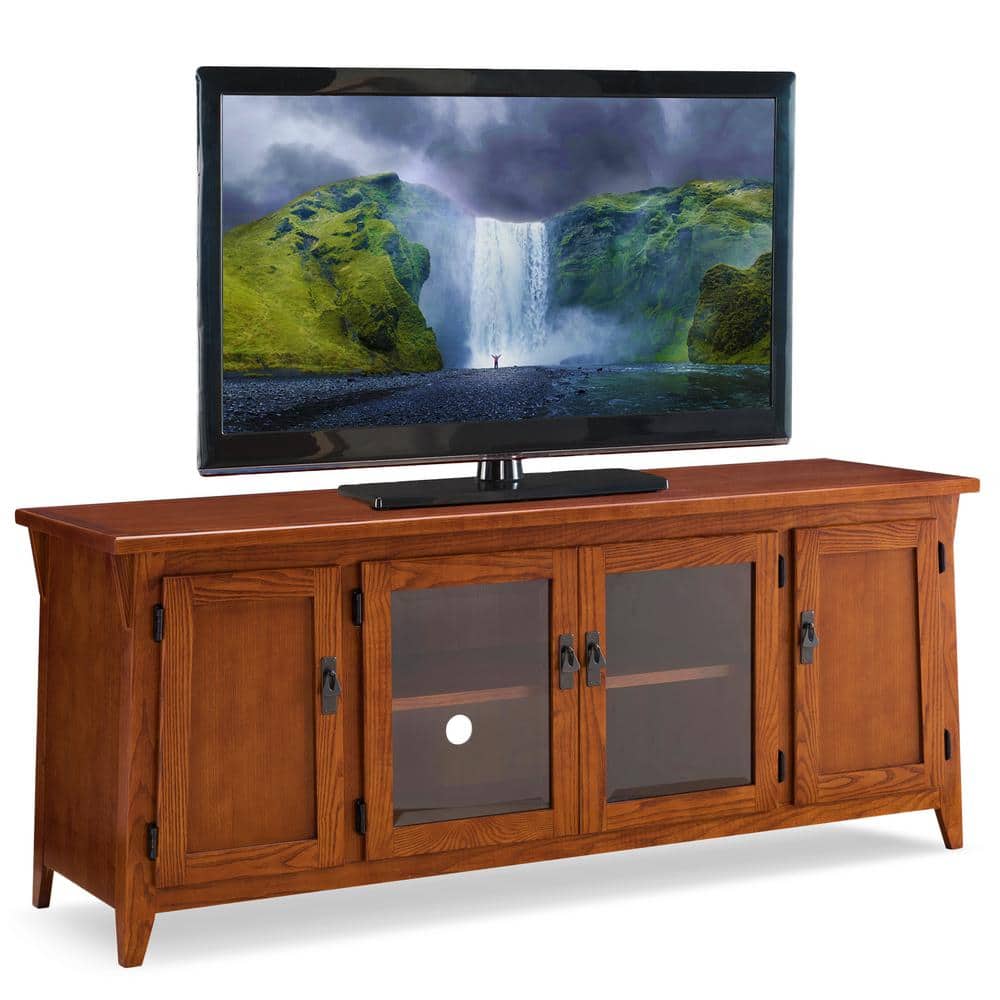 Mission Oak 63" Russet Solid Wood Four Door TV Stand
