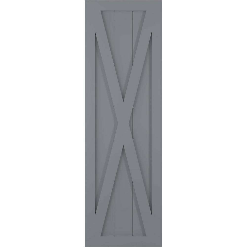 12 in. x 25 in. True Fit PVC Single X-Board Farmhouse Fixed Mount Board and Batten Shutters Pair in Ocean Swell price history on PriceWatchPro