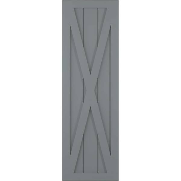 Ekena Millwork 18 in. x 39 in. True Fit PVC Single X-Board Farmhouse Fixed Mount Board and Batten Shutters in Ocean Swell (Per Pair)