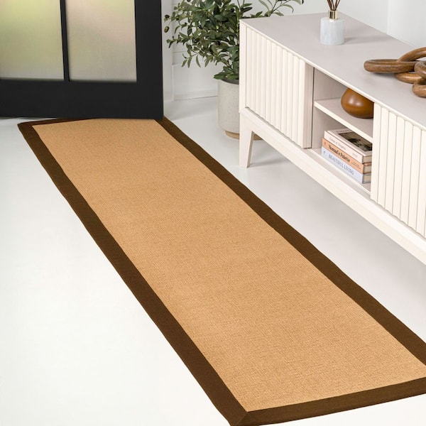 Camden Farmhouse Cottage Border Jute Natural/Brown 2 ft. x 8 ft. Runner Rug