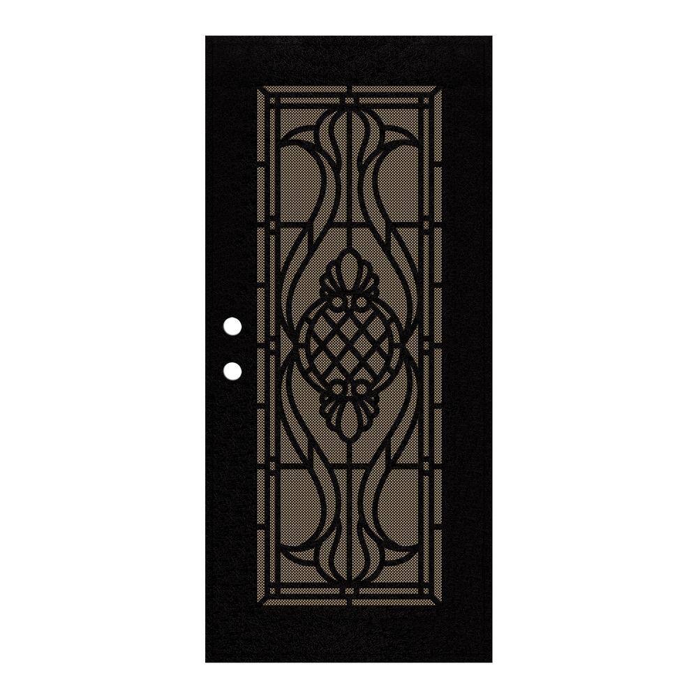 Manchester 30 in. x 80 in. Left Hand/Outswing Black Aluminum Security Door with Bronze Perforated Metal Screen price history on PriceWatchPro