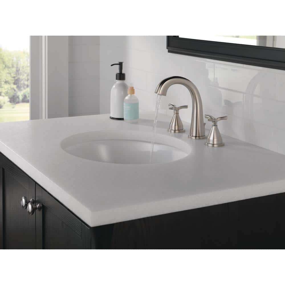Stainless Steel Modern Widespread Bathroom Faucet with Cross Handles