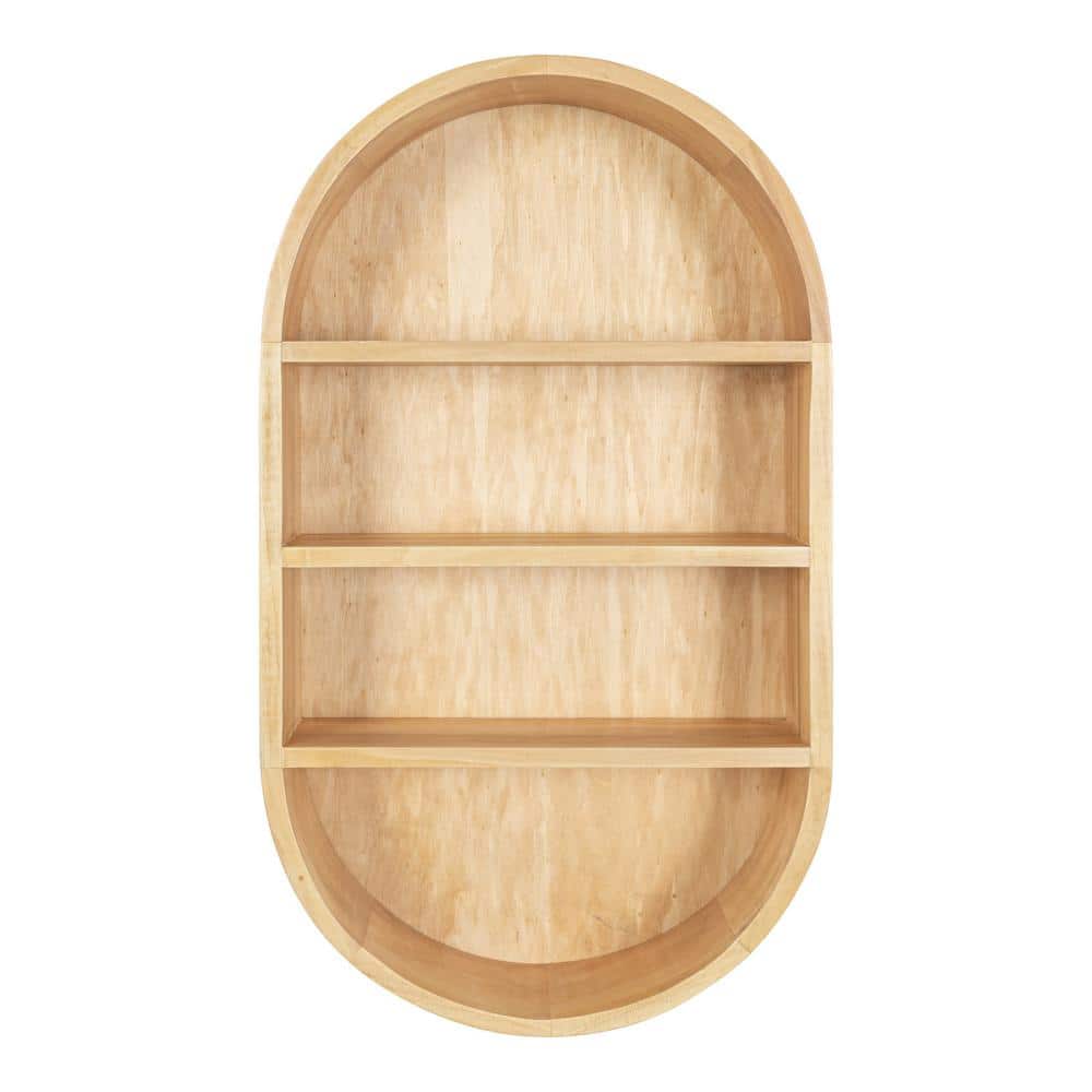 Natural Mango Wood Oval Floating Wall Shelf, 18.6"