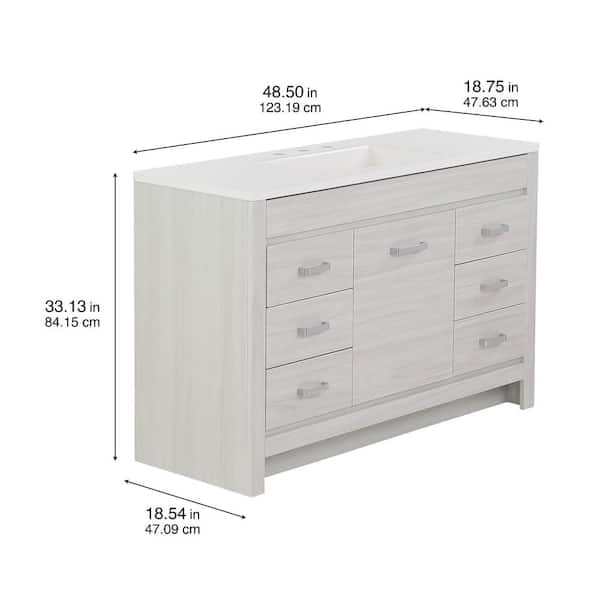 Warford 49 in. Single Sink Elm Sky Bath Vanity with White Cultured Marble Top (Assembled)
