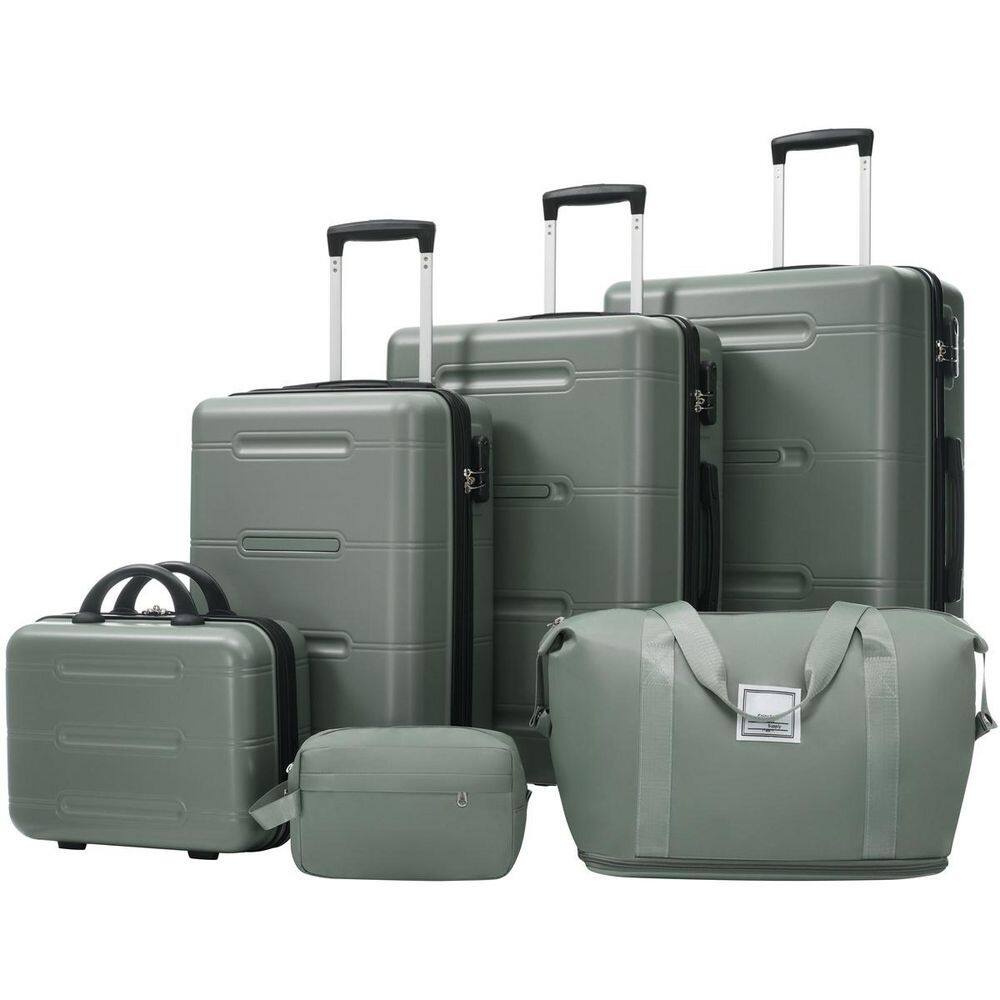 LIVACA 6-Piece Army Green Lightweight Hardshell ABS Plastic Double