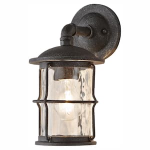1-Light Gilded Iron 11.6 in. Outdoor Wall Lantern Sconce