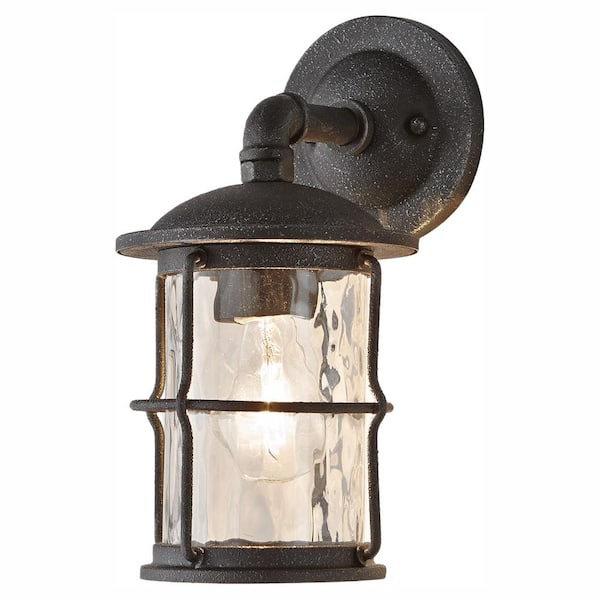 1-Light Gilded Iron 11.6 in. Hardwired Outdoor Wall Light Lantern Sconce with No Bulb Included