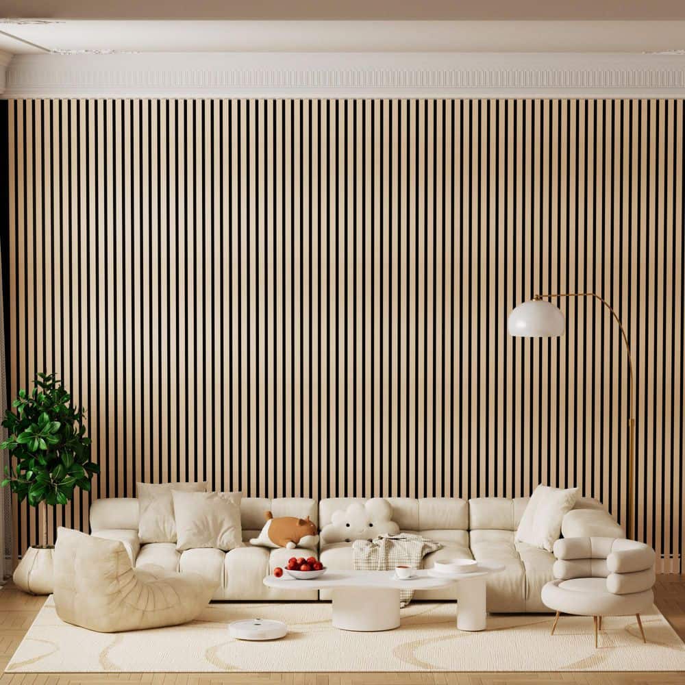 Mlfortlife Natural Oak 0.83 in. x 1.97 ft. x 3.94 ft. Wood Slat
