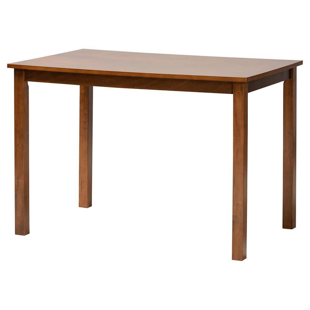 Walnut Brown and Light Brown Wood and Rattan 5-Piece Dining Set