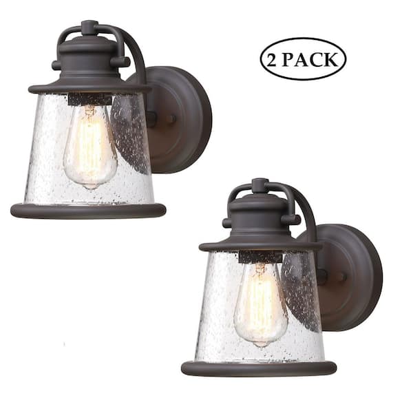 Hukoro 1-Light Dark Bronze Hardwired Outdoor Wall Lantern Sconce (2-Pack)