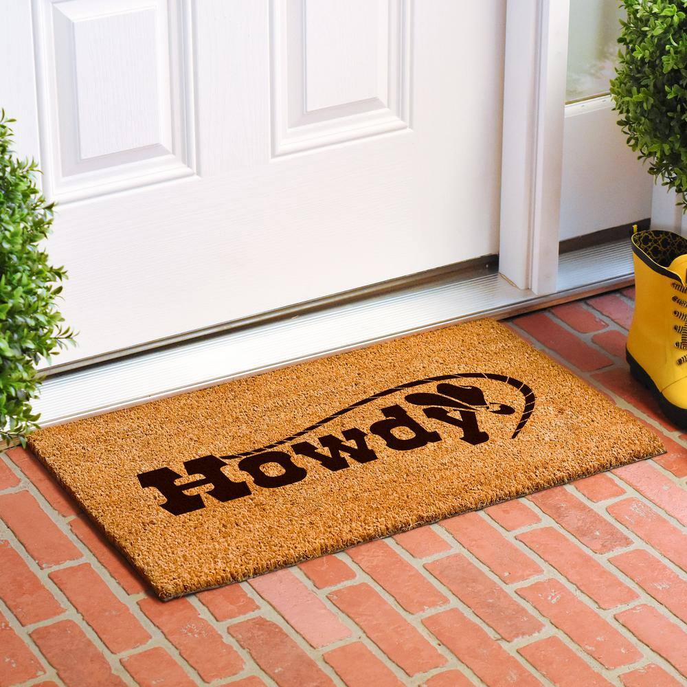 Modern Coir and Vinyl Rectangular Outdoor Doormat, 17" x 29"