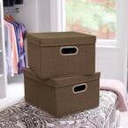 8 in. H x 13 in. W x 15 in. D Brown Fabric Cube Storage Bin 2-Pack