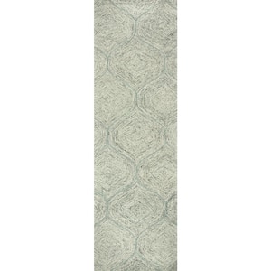 London Collection Green/Ivory 100% Wool 2 ft. 6 in. x 8 ft. Hand-Tufted Trellis Area Rug