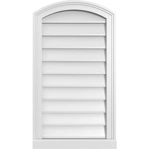 18 in. x 32 in. Arch Top Surface Mount PVC Gable Vent: Functional with Brickmould Sill Frame