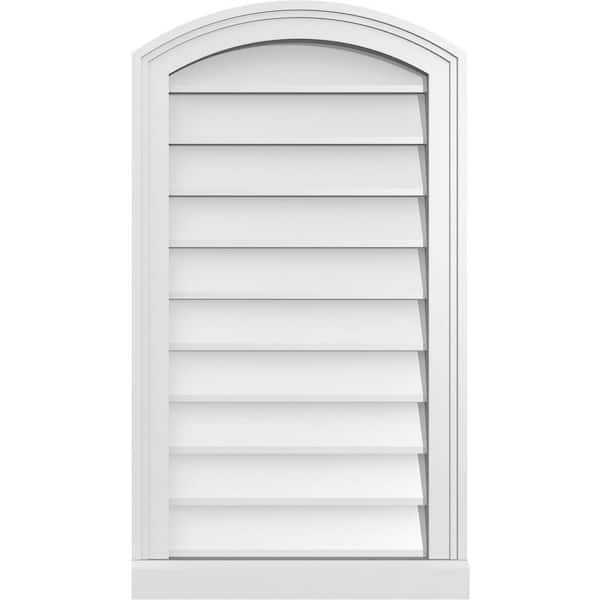 Ekena Millwork 18 in. x 32 in. Arch Top Surface Mount PVC Gable Vent: Functional with Brickmould Sill Frame